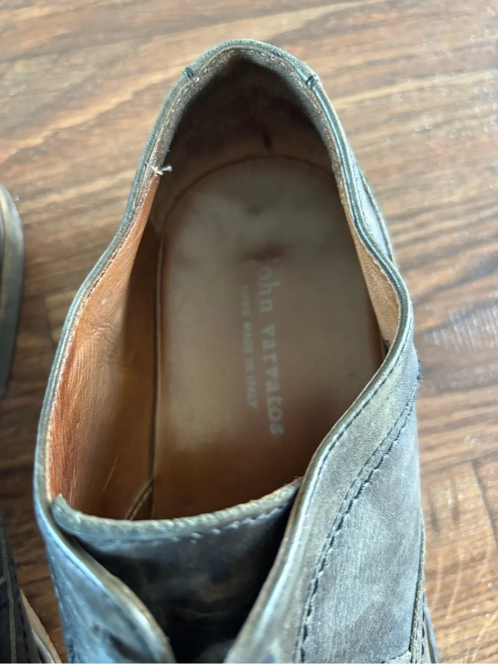 John Varvatos Gray Leather Wingtip Oxford Dress Shoes Brogue 10.5